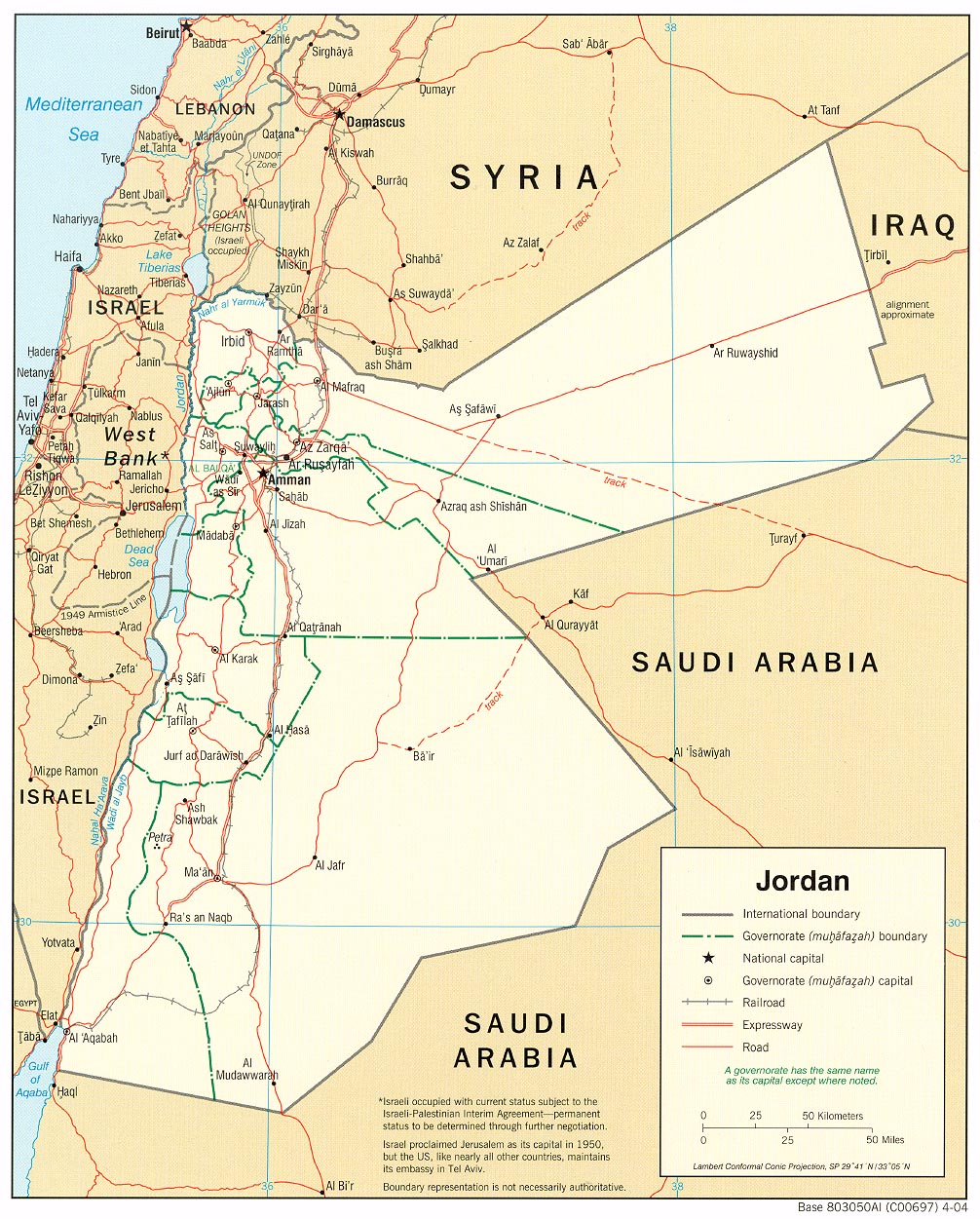 map of jordan middle east