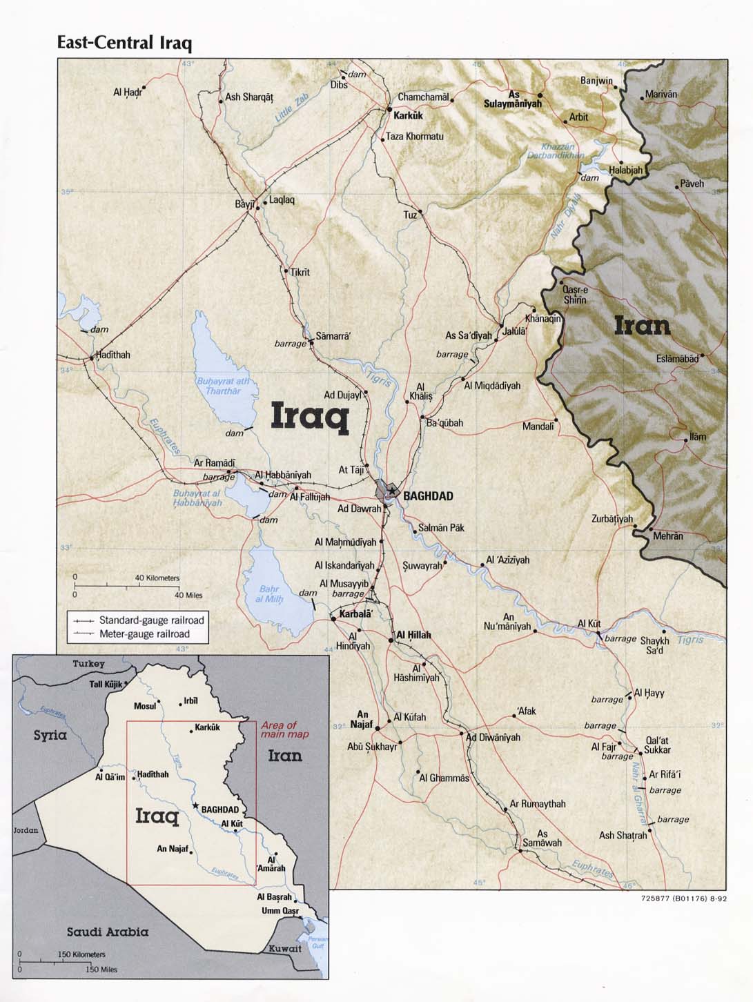 east central iraq from iraq a map folio cia 1992