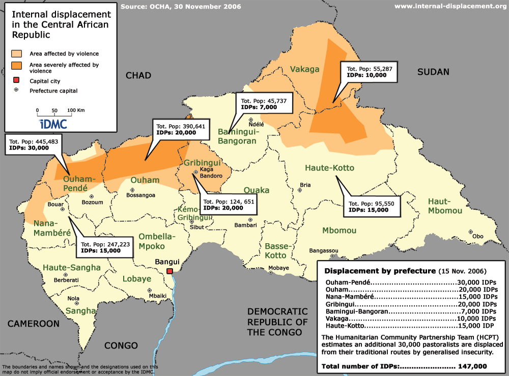 Карта центральной африканской республики