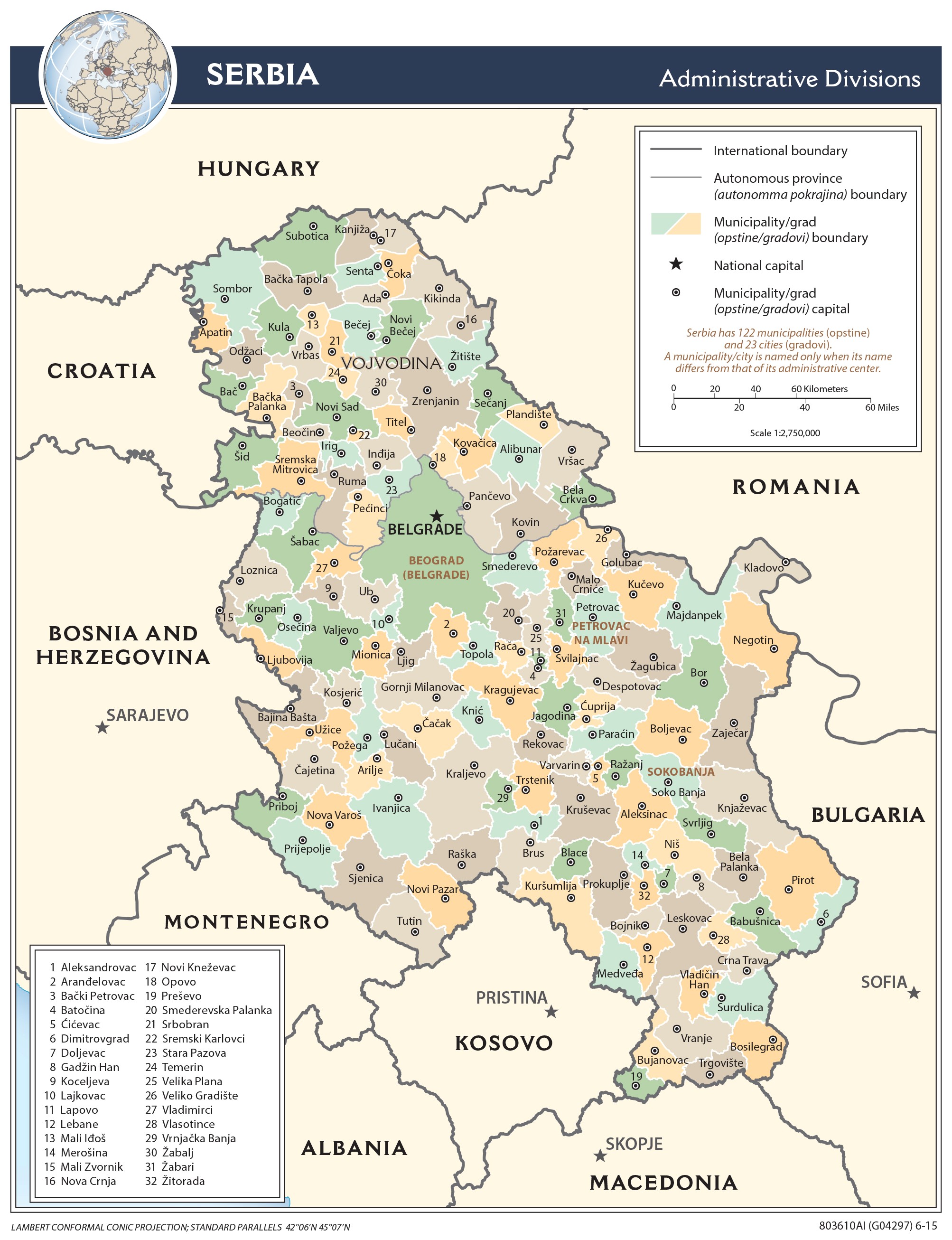 Map serbia Serbia By